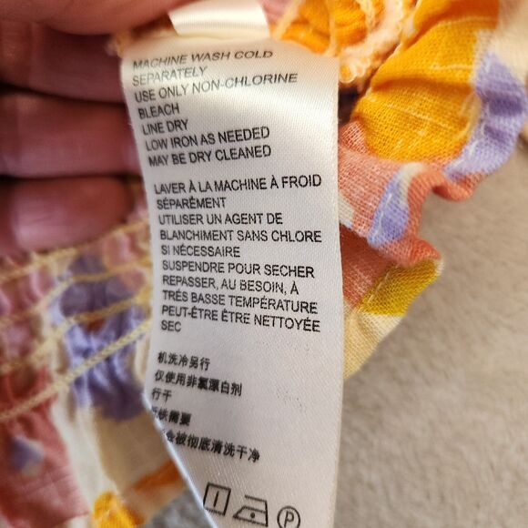 Free People Ariana Top Small Floral Smocked Square Neck Cottagecore Blouse - Picture 8 of 12